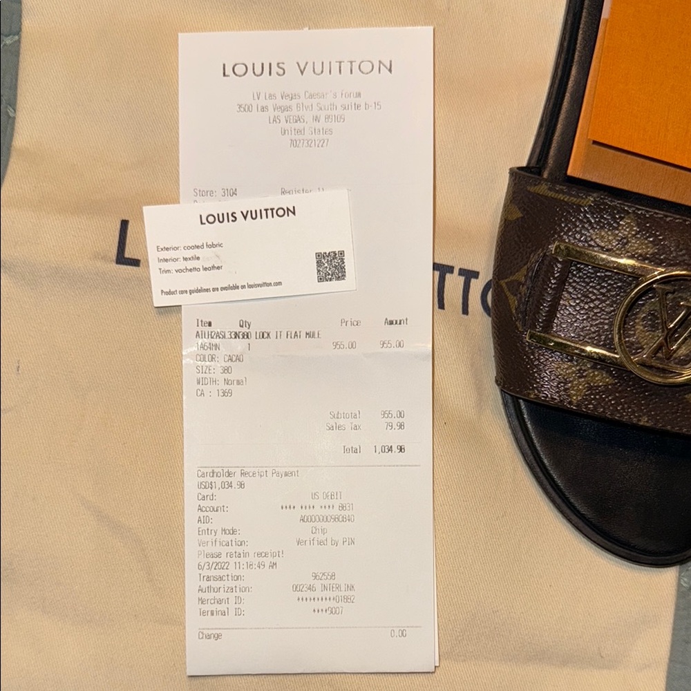 Louis Vuitton Brown and Gold Slide Sandals - Picture 4 of 6